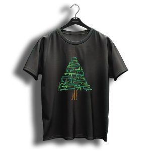 Christmas Tree Made Of Green Guns T Shirt 1