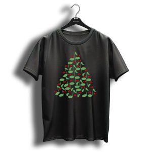 Christmas Tree Made Of Musical Notes With Red Ornaments T-Shirt
