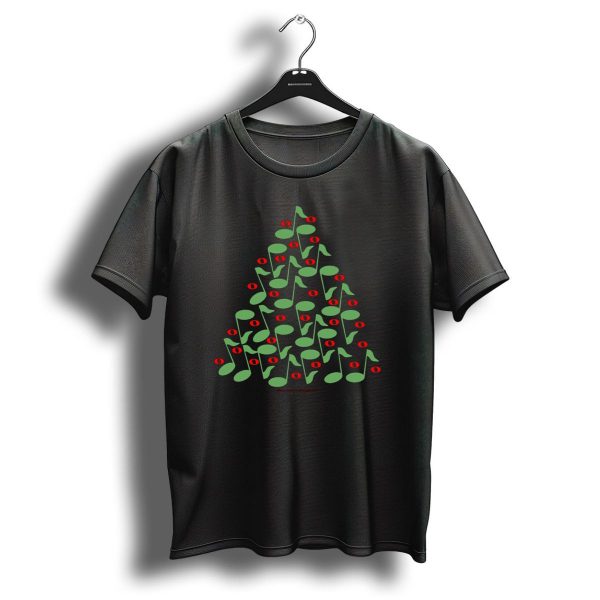Christmas Tree Made Of Musical Notes With Red Ornaments T Shirt 1 t shirt 1