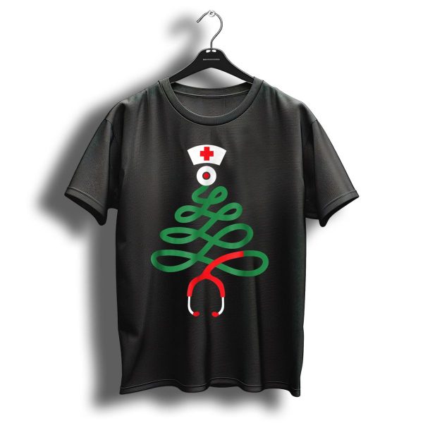 Christmas Tree Nurse Rn Lpn Funny Nursing Holiday Stethoscope T Shirt 1 t shirt 1