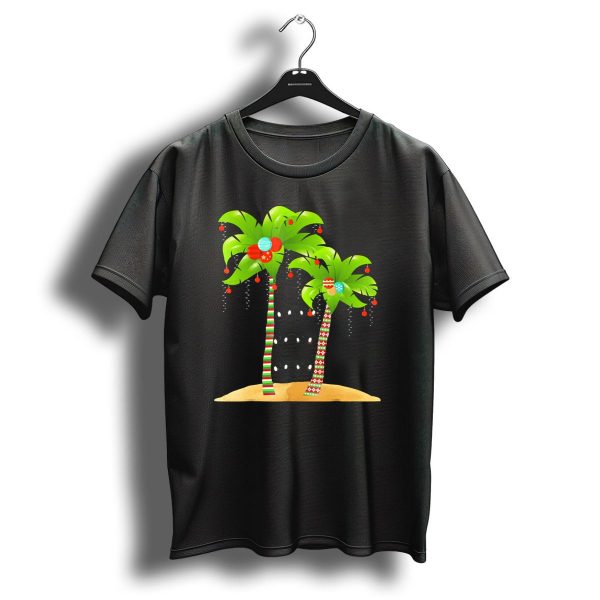 Christmas Tree Palm Mele Kalikimaka Palm Trees With Ornaments And Lights T Shirt 1 t shirt 1