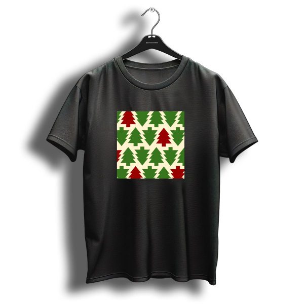 Christmas Tree Pattern Green Red Block T Shirt 1 t shirt 1