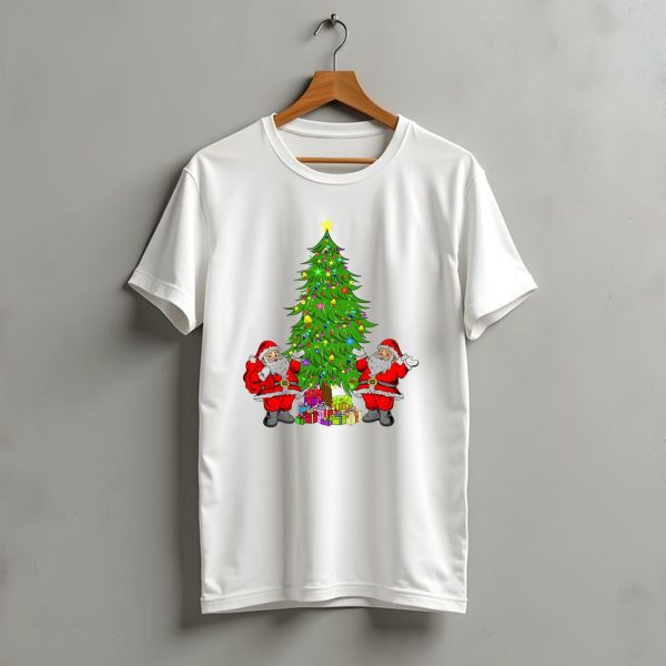 Christmas Tree Santa Claus Presents Holiday Decor T Shirt t shirt 1 1