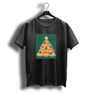 Christmas Tree Shaped With Festive Cookie Decorations And Stars T Shirt
