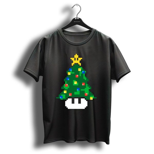 Christmas Tree Toad Pixel Art With Star Topper And Festive Lights T Shirt 1 t shirt 1