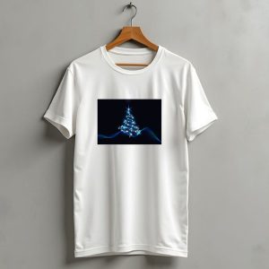 Christmas Tree With Blue Christmas Lights And Star Topper T Shirt