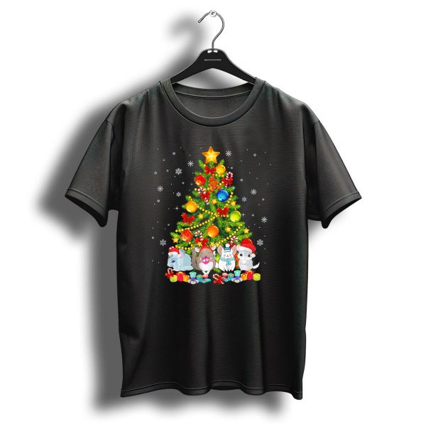 Christmas Tree With Chinchillas And Festive Decorations T Shirt 1 t shirt 1