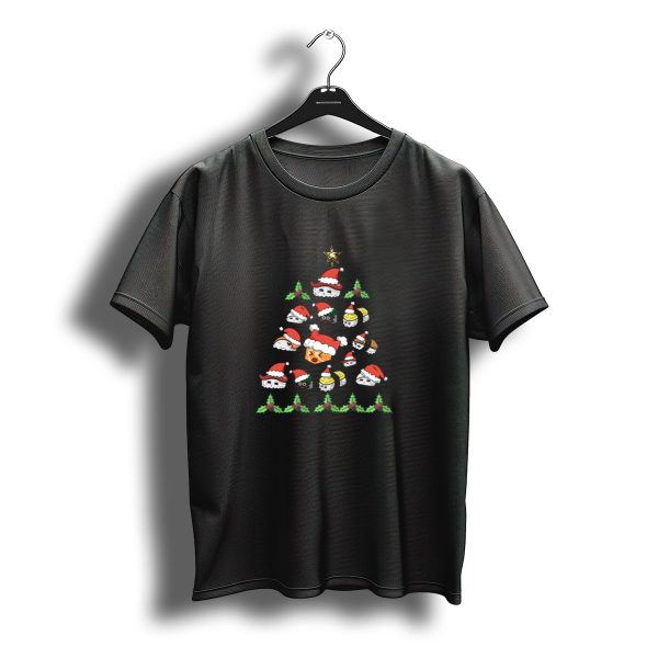 Christmas Tree With Santa Hat Sushi Rolls And Star Topper T Shirt t shirt 1