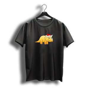 Christmas Triceratops Santa Hat T-Shirt