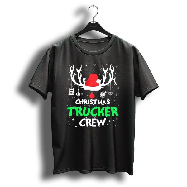 Christmas Trucker Crew Reindeer Antlers Santa Hat Wrench Tire Ornaments T Shirt 1 t shirt 1