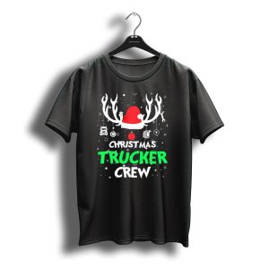 Christmas Trucker Crew Reindeer Antlers Santa Hat Wrench Tire T-Shirt
