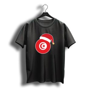 Christmas Tunisia Flag Santa Claus Hat Emblem T-Shirt