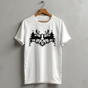 Christmas Vector Reindeer Trees Symmetrical T Shirt