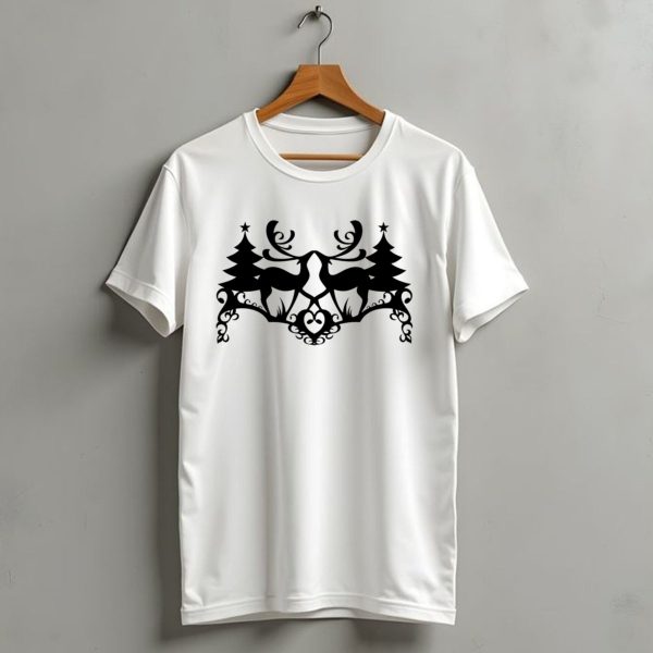 Christmas Vector Reindeer Trees Symmetrical T Shirt 1 t shirt 1