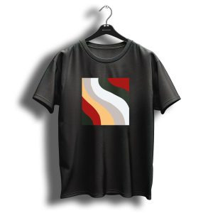 Christmas Wave Patterns Red Green White Curves T Shirt 1