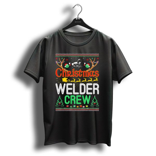 Christmas Welder Crew Reindeer Sleigh Festive Holiday Lights T Shirt 1 t shirt 1