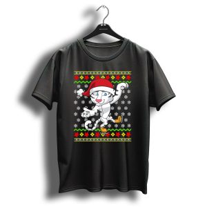 Christmas White Tiger Santa Hat Ice Skating Snowflakes T Shirt