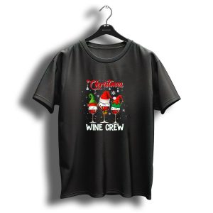 Christmas Wine Crew Santa Elf Festive Snowflakes T Shirt