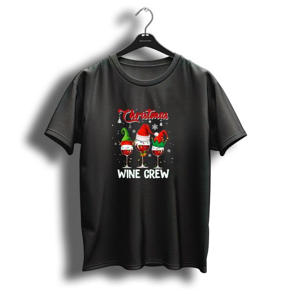 Christmas Wine Crew Santa Elf Festive Snowflakes T Shirt 1 t shirt 1 1