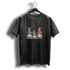 Christmas With My Gnomies Festive Holiday Lights Gnome Trio T Shirt