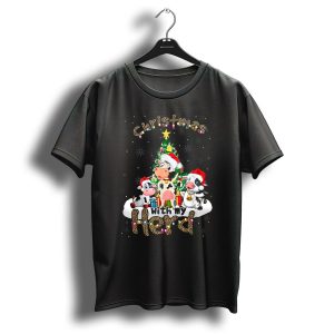 Christmas With My Herd Cow Cattle Farmer Festive Holiday Tree T-Shirt