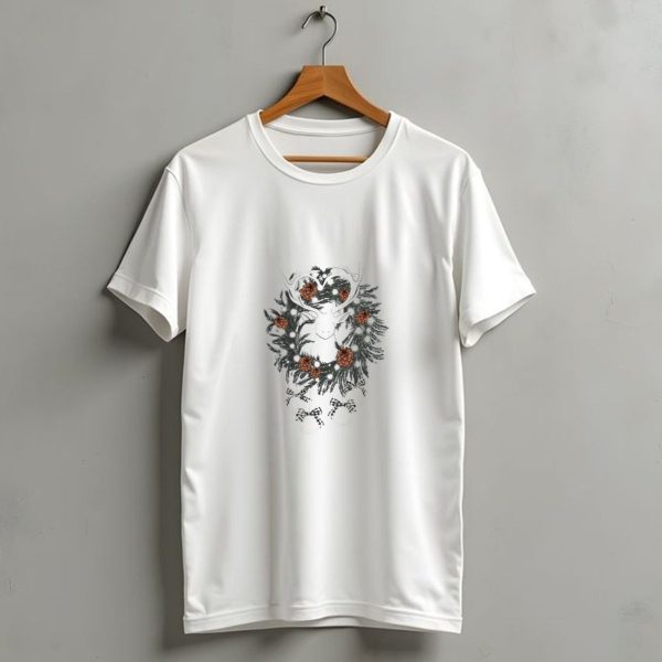 Christmas Wreath With Deer And Pine Cones T Shirt 1 t shirt 1