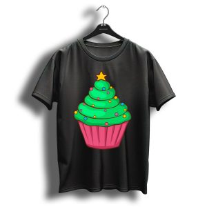 Christmas Xmas Cupcakes Muffins Green Frosting Star Topping T Shirt 1