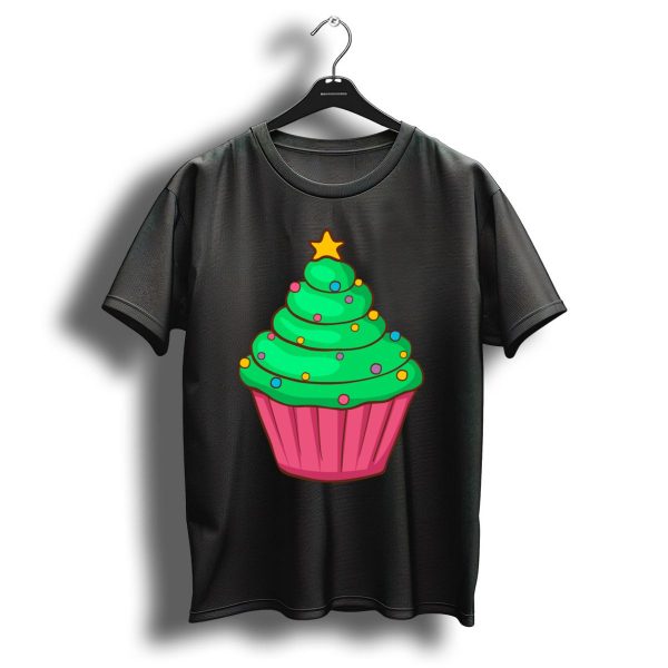 Christmas Xmas Cupcakes Muffins Green Frosting Star Topping T Shirt 1 t shirt 1