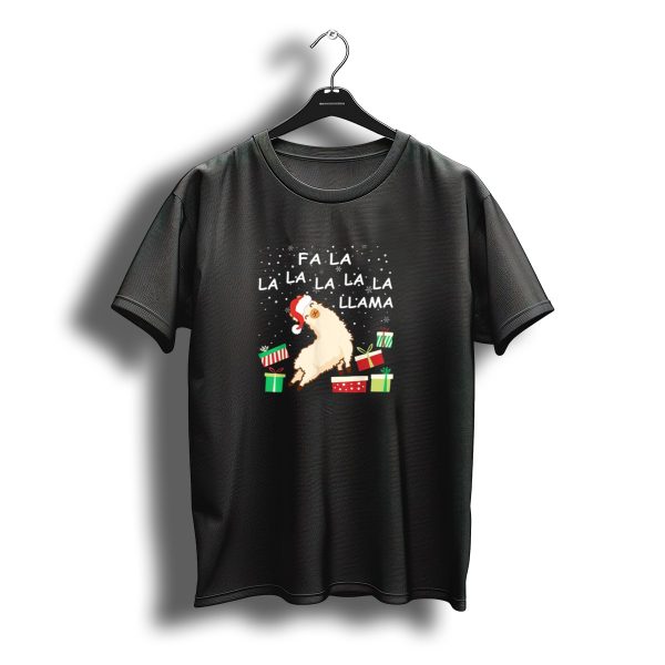 Christmas Xmas Fa La La Llama Santa Hat With Snowflakes And Presents T Shirt t shirt 1