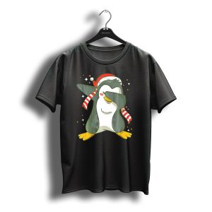 Christmas Xmas Santa Claus Penguin Dabbing Scarf Santa Hat T-Shirt