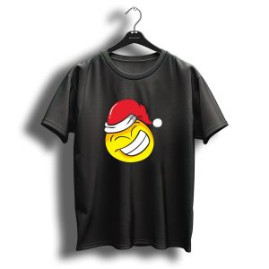 Christmas Yellow Laugh Emoji Santa Hat T Shirt