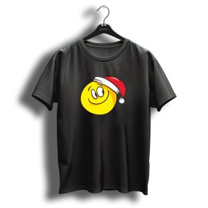 Christmas Yellow Smiley Santa Hat T Shirt