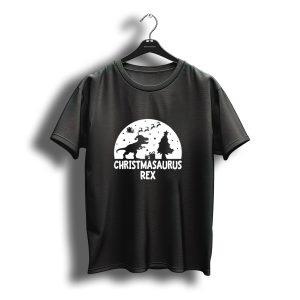 Christmasaurus Rex Dinosaur Santa Sleigh Tree T-Shirt