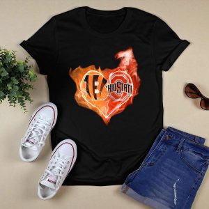 Cincinnati Bengals Ohio State Buckeyes Fire Heart T Shirt