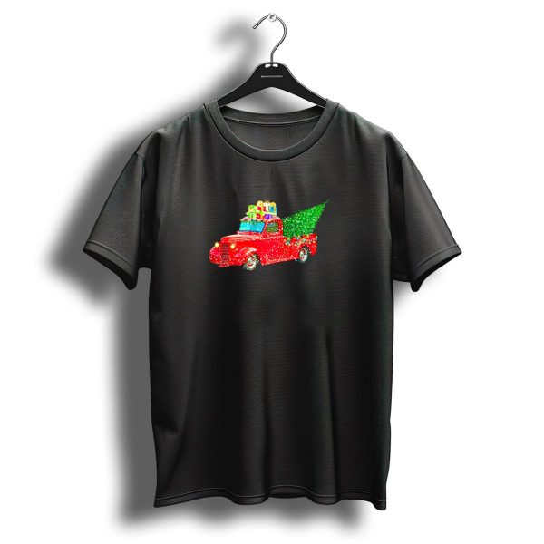Classic Vintage Christmas Truck With Tree And Gifts On Red Pickup T Shirt 1 t shirt 1