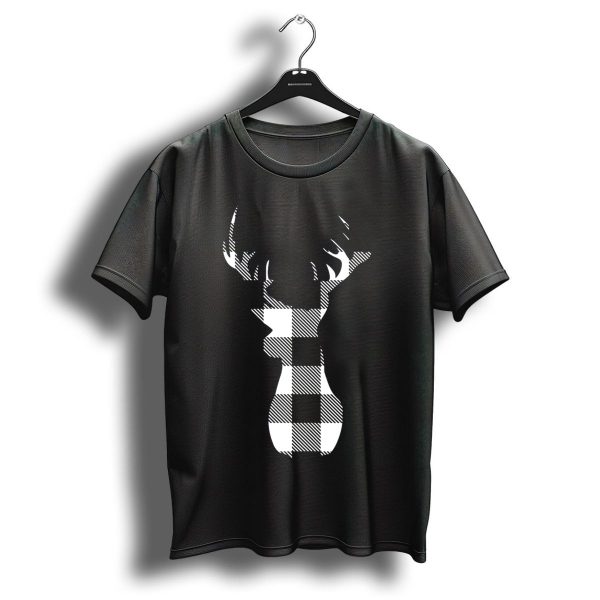 Classic White Black Christmas Buffalo Plaid Reindeeraoe T Shirt 1 t shirt 1