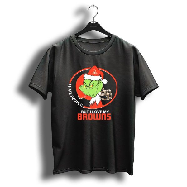 Cleveland Browns 2024 Christmas Grinch I Hate People But I Love My Browns T Shirt 1 t shirt 1