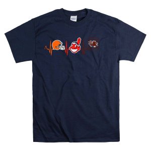 Cleveland Browns Cleveland Indians South Carolina Gamecocks Heartbeat T-Shirt
