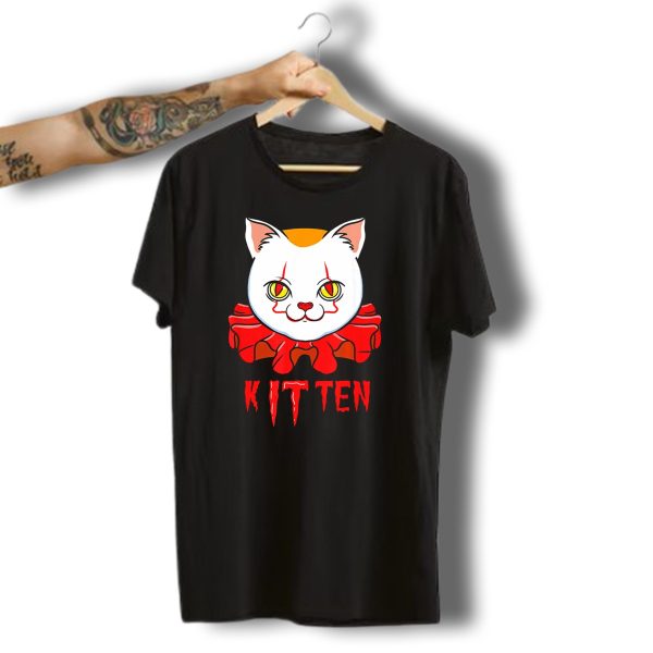 Clown Halloween Kitten Pennywise Cat T Shirt t shirt 1