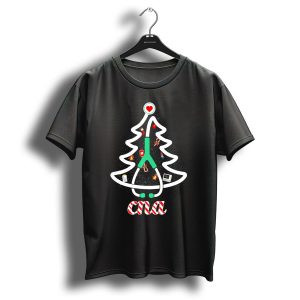 Cna Christmas Nurse Tree With Stethoscope And Holiday Icons T-Shirt