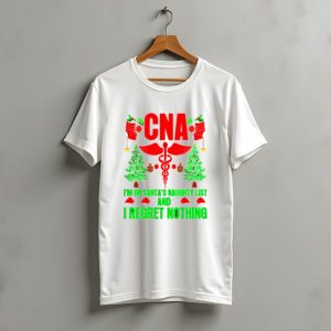 Cna I'M On Santa'S Naughty List And I Regret Nothing Christmas Trees Stockings T-Shirt