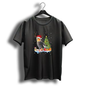 Cockatiel Bird With Santa Hat And Christmas Tree Lights T Shirt