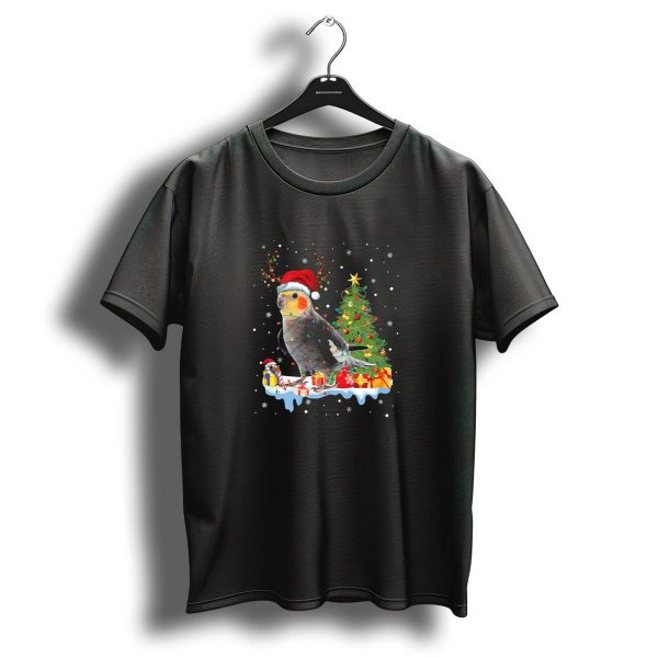 Cockatiel Bird With Santa Hat And Christmas Tree Lights T Shirt 1 t shirt 1