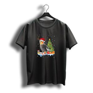Cockatiel Bird With Santa Hat And Christmas Tree Lights T-Shirt