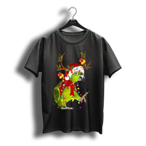 Cockatoo Parrot Reindeer Antlers Christmas Lights Santa Hat T-Shirt