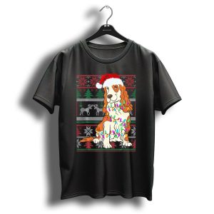 Cocker Spaniel Christmas Lights Santa Hat Holiday T Shirt