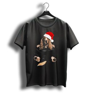 Cocker Spaniel Christmas Santa Hat In Pocket T Shirt