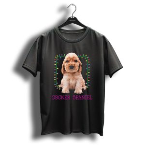 Cocker Spaniel Cute Pup With Christmas Lights T-Shirt