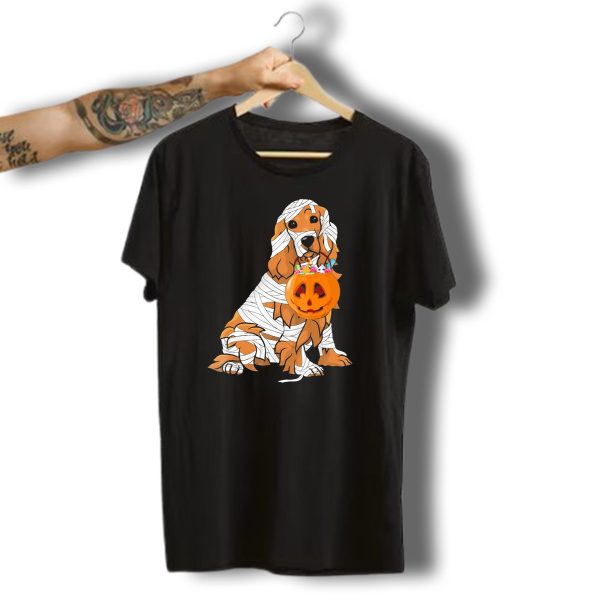 Cocker Spaniel Halloween Mummy Pumpkin Bucket T Shirt t shirt 1