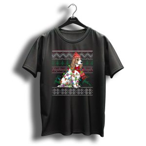 Cocker Spaniel Holiday Sweater With Christmas Lights And Reindeer T Shirt